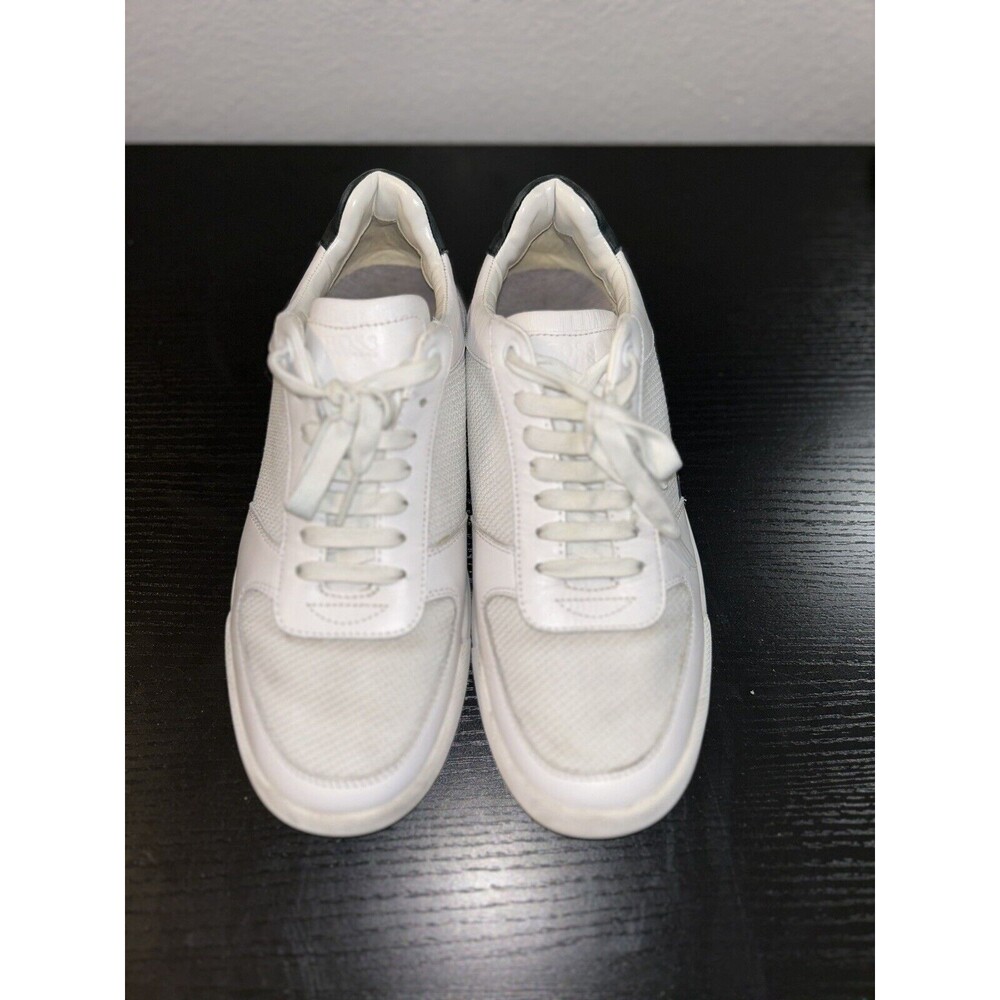 Men’s Hugo Boss White Low-Top Trainers Sneakers in Leather & Mesh Sz 39 US Sz 6